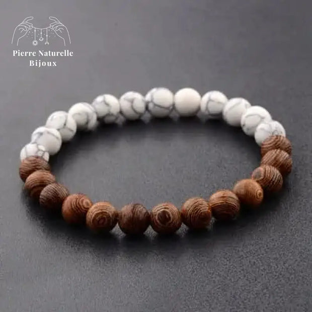 Bracelet "Confiance" en Howlite et Bois naturel | Bracelets | pierre naturelle bijoux