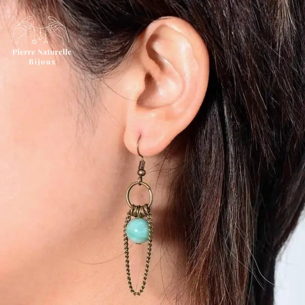Boucles d'oreilles "Pouvoir" en Amazonite | Boucles d'Oreilles | pierre naturelle bijoux