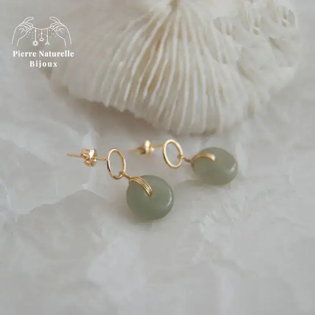 Boucles d'oreilles "Légèreté" en Jade | Boucles d'Oreilles | pierre naturelle bijoux