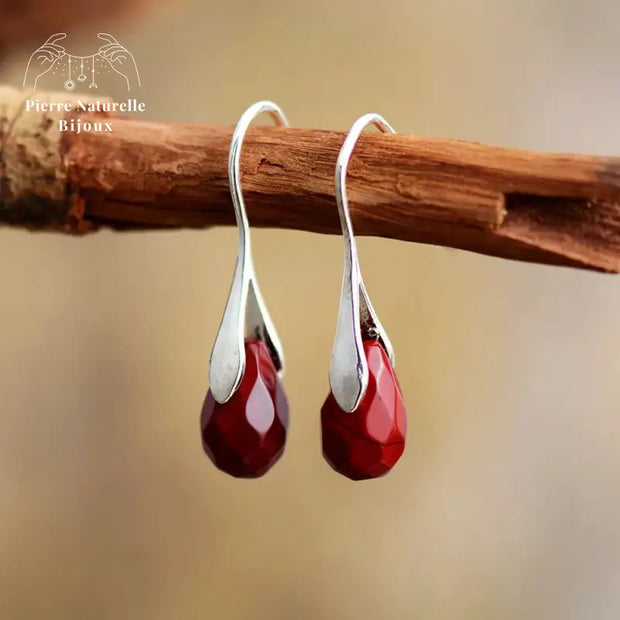Boucles d'oreilles "Vitalité" en Jaspe rouge | Boucles d'Oreilles | pierre naturelle bijoux