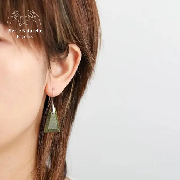 Boucles d'oreilles "Goutte d'eau" en Jaspe vert | Boucles d'Oreilles | pierre naturelle bijoux