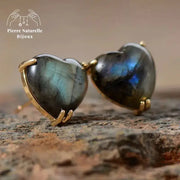 Boucles d'oreilles "Cur" en Labradorite | Boucles d'Oreilles | pierre naturelle bijoux