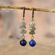 Boucles d'oreilles "Azur" en Labradorite et Lapis-lazuli | Boucles d'Oreilles | pierre naturelle bijoux