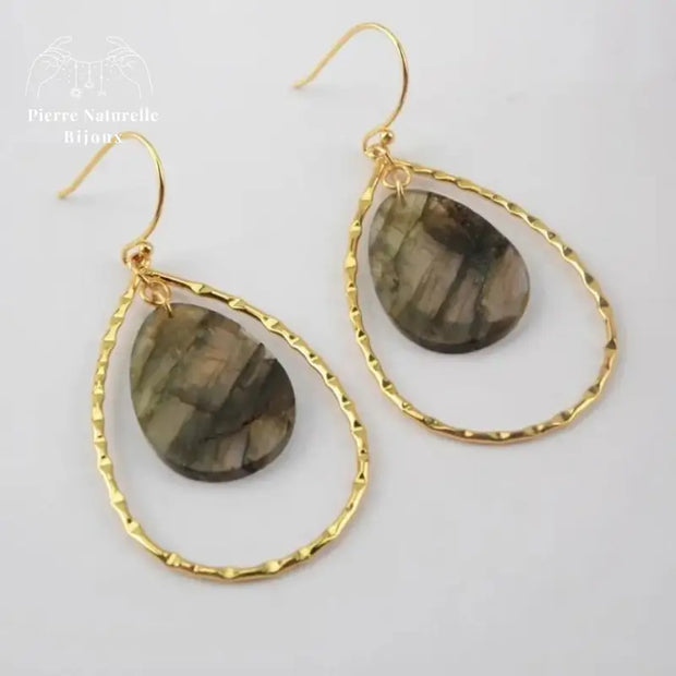 Boucles d'oreilles "Sensation" en Labradorite | Boucles d'Oreilles | pierre naturelle bijoux