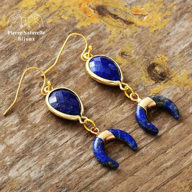 Boucles d'oreilles en Lapis-lazuli | Boucles d'Oreilles | pierre naturelle bijoux