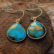 Boucles d'oreilles en pierre Turquoise | Boucles d'Oreilles | pierre naturelle bijoux