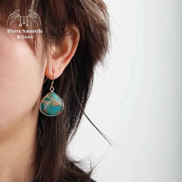 Boucles d'oreilles en pierre Turquoise | Boucles d'Oreilles | pierre naturelle bijoux