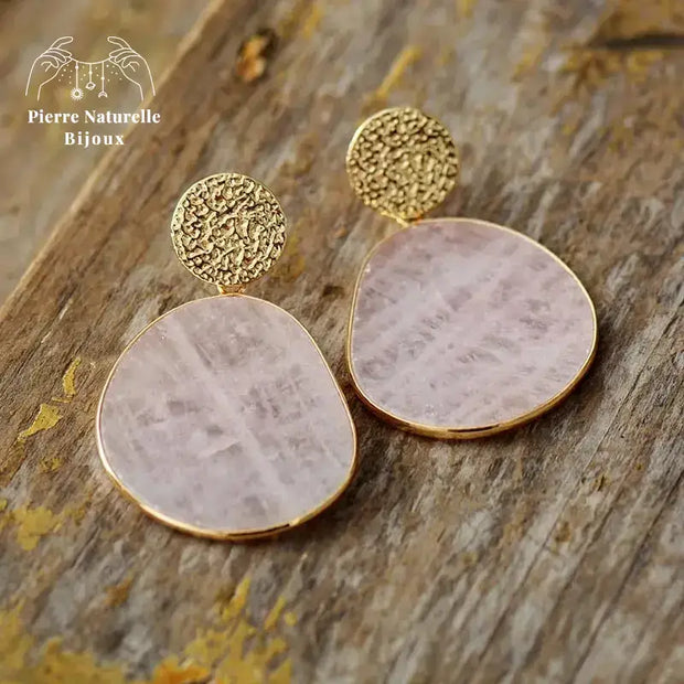 Boucles d'oreilles "Cicatrisation" en Quartz rose | Boucles d'Oreilles | pierre naturelle bijoux