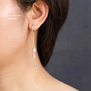 Boucles d'oreilles "Hécate" en Quartz rose | Boucles d'Oreilles | pierre naturelle bijoux
