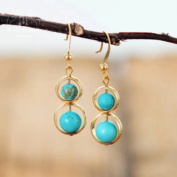 Boucles d'oreilles "Guérisseur" en Turquoise | Boucles d'Oreilles | pierre naturelle bijoux