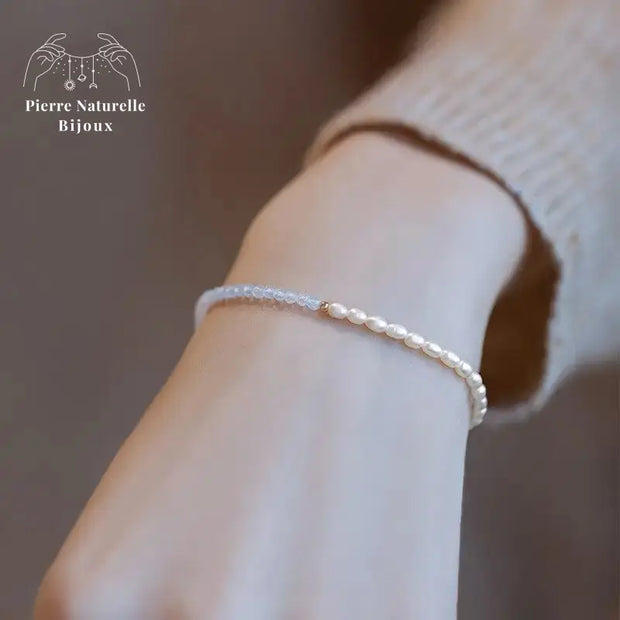Bracelet en Aigue-Marine et perle d'eau douce | Bracelets | pierre naturelle bijoux