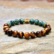 Bracelet charm en il de tigre et Turquoise africaine | Bracelets | pierre naturelle bijoux