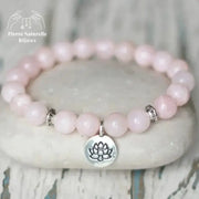 Bracelet charm "Lotus" en Quartz rose | Bracelets | pierre naturelle bijoux