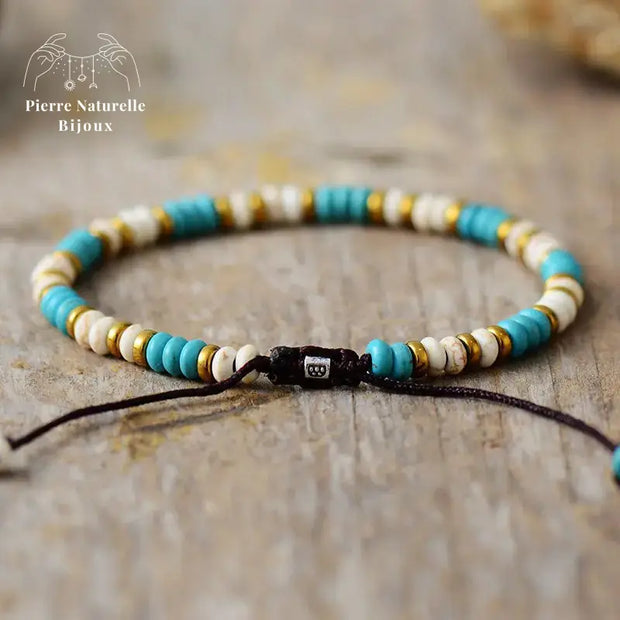 Bracelet fin en Turquoise et Howlite | Bracelets | pierre naturelle bijoux