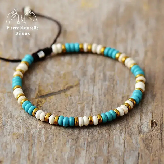 Bracelet fin en Turquoise et Howlite | Bracelets | pierre naturelle bijoux