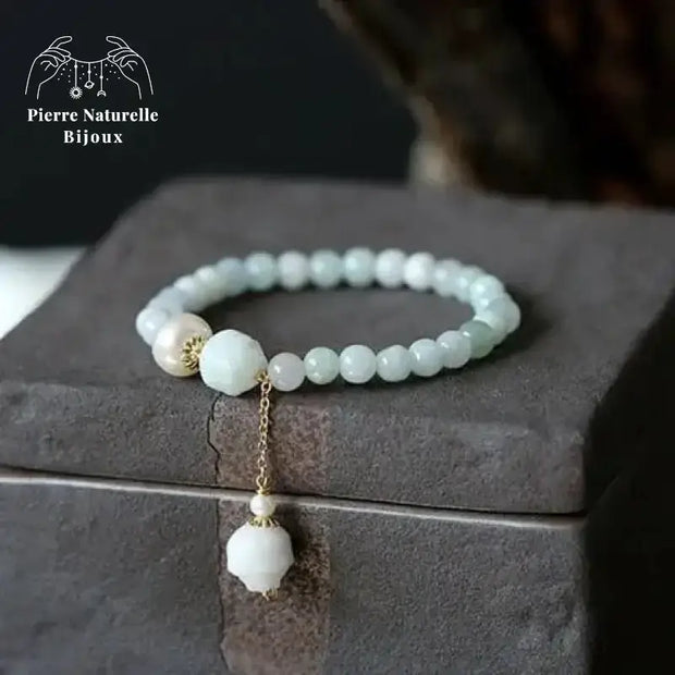 Bracelet en Jade bleu et perle d'eau douce | Bracelets | pierre naturelle bijoux