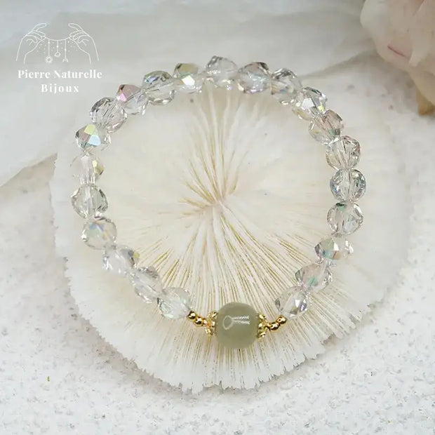 Bracelet en Jade et Cristal | Bracelets | pierre naturelle bijoux