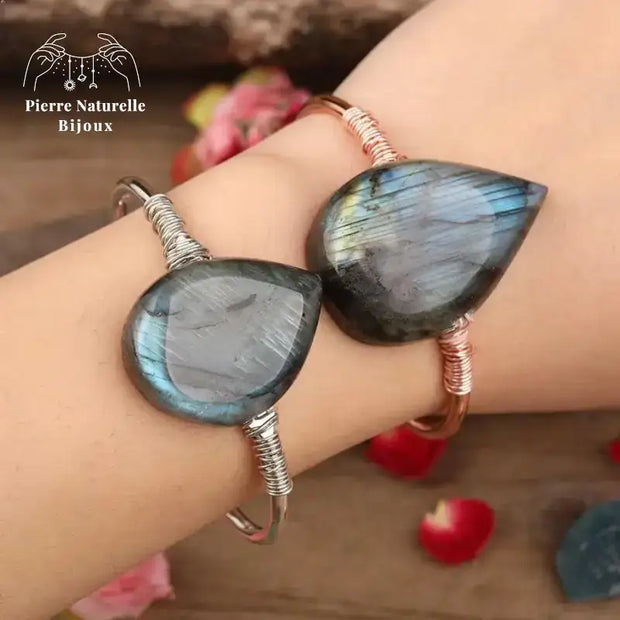 Bracelet cuivre "Goutte d'eau" en Labradorite | Bracelets | pierre naturelle bijoux