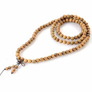 Bracelet mala 108 perles en Bois de santal | Bracelets | pierre naturelle bijoux