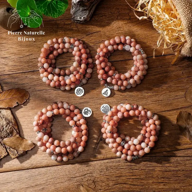 Bracelet mala en Aventurine rose | Bracelets | pierre naturelle bijoux