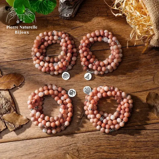 Bracelet mala en Aventurine rose | Bracelets | pierre naturelle bijoux