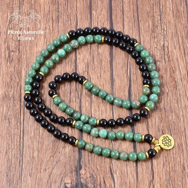 Bracelet mala en Onyx et Turquoise africaine | Bracelets | pierre naturelle bijoux