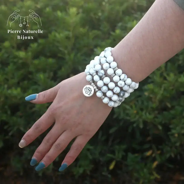 Bracelet mala en Howlite | Bracelets | pierre naturelle bijoux