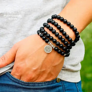 Bracelet mala en Onyx avec charm | Bracelets | pierre naturelle bijoux