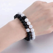 Bracelet duo yin et yang en pierre Howlite / Onyx | Bracelets | pierre naturelle bijoux
