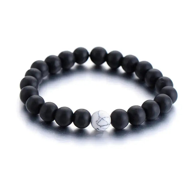 Bracelet duo yin et yang en pierre Howlite / Onyx | Bracelets | pierre naturelle bijoux