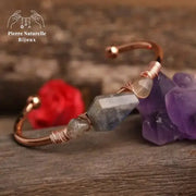 Bracelet cuivre rose en pierre Labradorite