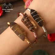 Bracelet cuivre en Quartz fumé | Bracelets | pierre naturelle bijoux