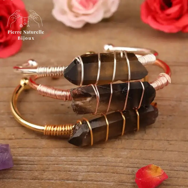Bracelet cuivre en Quartz fumé | Bracelets | pierre naturelle bijoux
