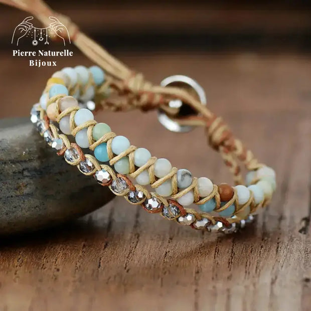 Bracelet wrap "Contact" en Amazonite | Bracelets | pierre naturelle bijoux