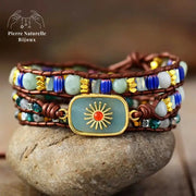 Bracelet wrap en Amazonite, Cristal et Quartz | Bracelets | pierre naturelle bijoux