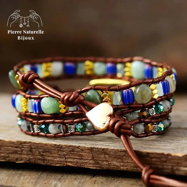 Bracelet wrap en Amazonite, Cristal et Quartz | Bracelets | pierre naturelle bijoux