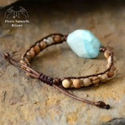 Bracelet wrap en Amazonite et Jaspe paysage | Bracelets | pierre naturelle bijoux