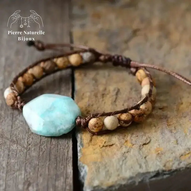 Bracelet wrap en Amazonite et Jaspe paysage | Bracelets | pierre naturelle bijoux