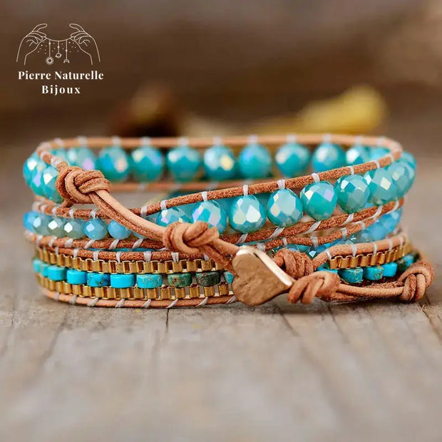 Bracelet wrap en Amazonite et Turquoise | Bracelets | pierre naturelle bijoux