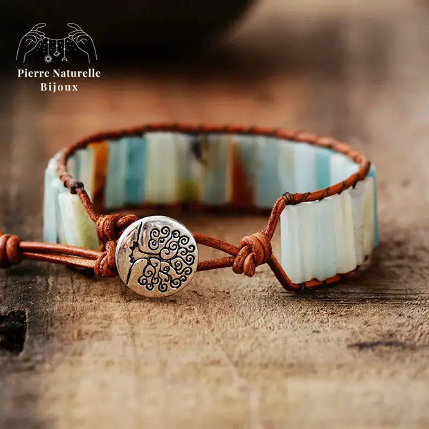 Bracelet wrap "Pureté" en Amazonite | Bracelets | pierre naturelle bijoux