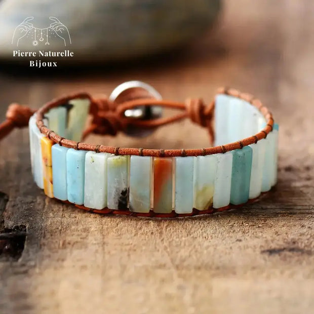 Bracelet wrap "Pureté" en Amazonite