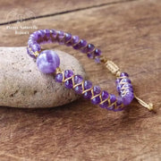 Bracelet wrap "Cheminement" en Améthyste | Bracelets | pierre naturelle bijoux