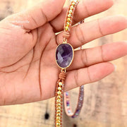 Bracelet wrap en Améthyste, Jaspe impérial et Cristal | Bracelets | pierre naturelle bijoux