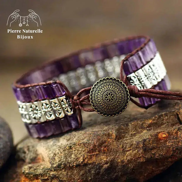 Bracelet wrap "Transmission" en Améthyste | Bracelets | pierre naturelle bijoux