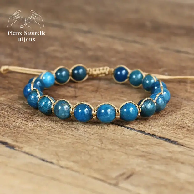 Bracelet wrap "Lâcher-prise" en Apatite | Bracelets | pierre naturelle bijoux