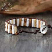 Bracelet wrap "Équilibre intérieur" en Howlite et Jaspe | Bracelets | pierre naturelle bijoux