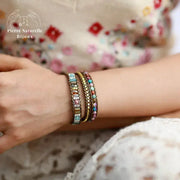 Bracelet wrap en Jaspe impérial et Cristal | Bracelets | pierre naturelle bijoux