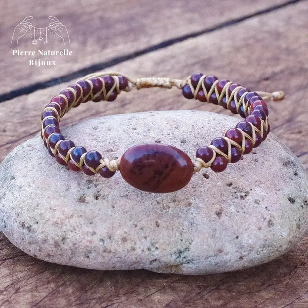 Bracelet wrap "Gaia" en Jaspe rouge | Bracelets | pierre naturelle bijoux