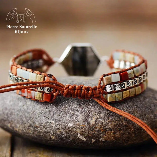 Bracelet wrap en Labradorite et Jaspe | Bracelets | pierre naturelle bijoux