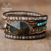 Bracelet wrap en Labradorite et Turquoise | Bracelets | pierre naturelle bijoux